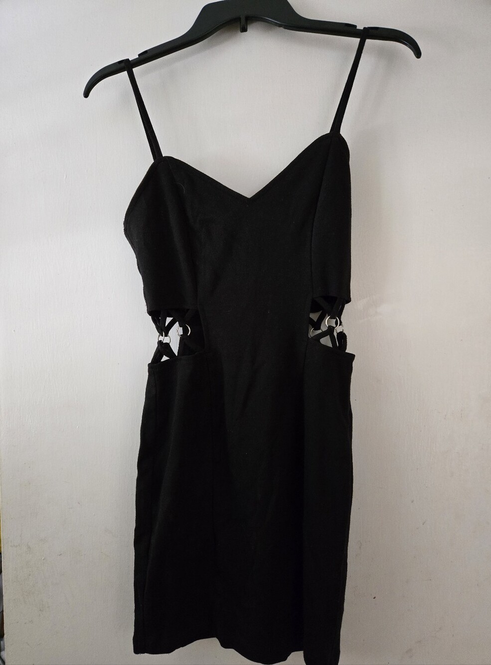 🖤Forever 21 Black Spaghetti Strap Mini Dress with Metal Ring Side Cutouts🖤